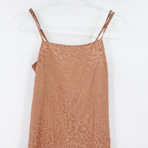 Urban Outfitters UO Leopard Jacquard Slip Dress Terracotta Mini Womens Sz Small - Picture 4 of 12